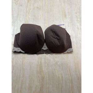 Cacique 46D‎ Cotton Lace-trim Full Coverage Bra Brown New! Underwire